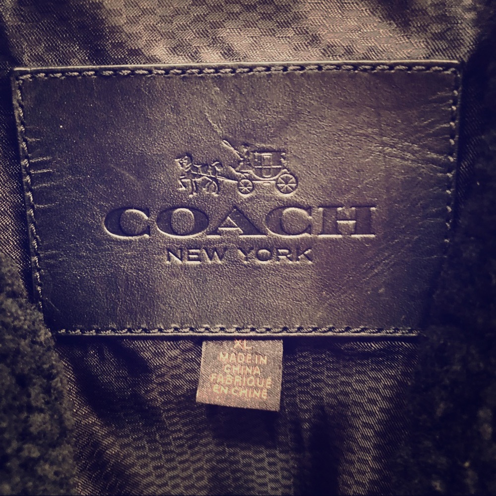 EUC Men’s COACH Black Leather Coat Sz.XL